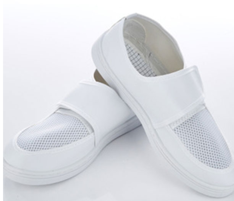 Giầy mặt lưới da phòng sạch chống tĩnh điện. có miếng dán