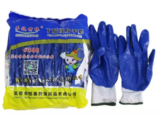 Găng tay len 388 phủ sơn xanh dương